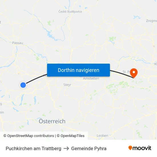 Puchkirchen am Trattberg to Gemeinde Pyhra map