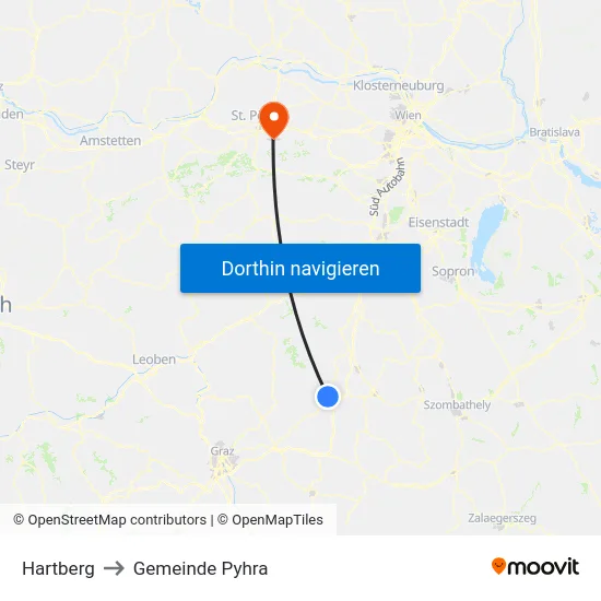 Hartberg to Gemeinde Pyhra map