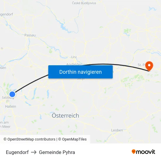 Eugendorf to Gemeinde Pyhra map