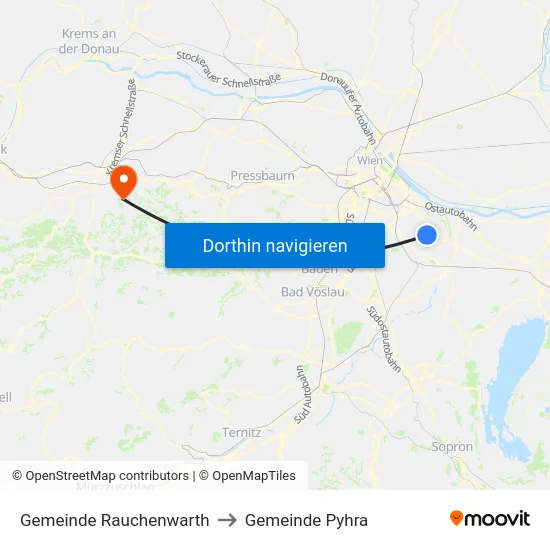 Gemeinde Rauchenwarth to Gemeinde Pyhra map
