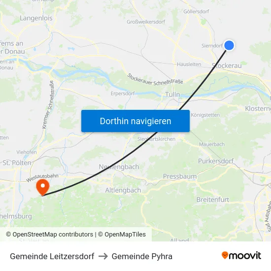 Gemeinde Leitzersdorf to Gemeinde Pyhra map