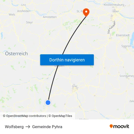 Wolfsberg to Gemeinde Pyhra map
