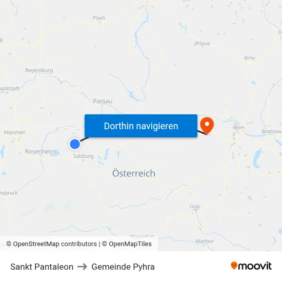 Sankt Pantaleon to Gemeinde Pyhra map