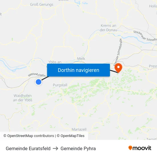 Gemeinde Euratsfeld to Gemeinde Pyhra map