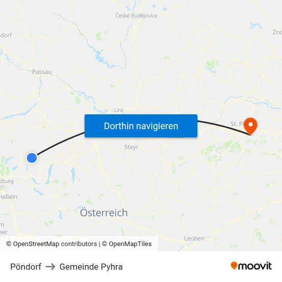 Pöndorf to Gemeinde Pyhra map