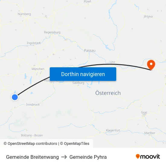 Gemeinde Breitenwang to Gemeinde Pyhra map