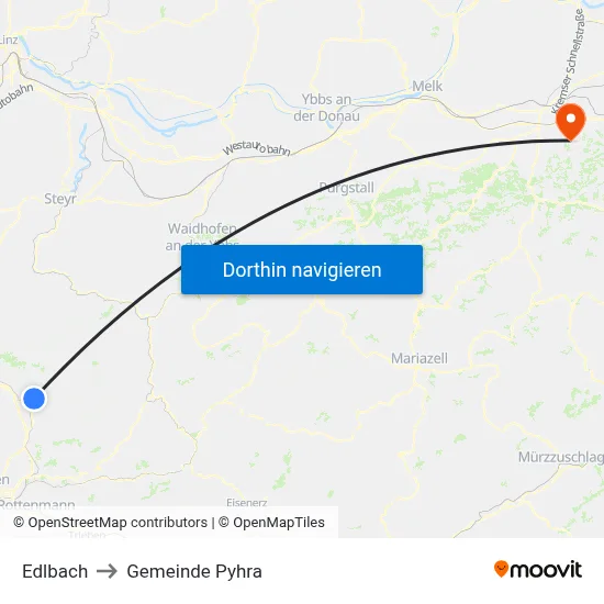 Edlbach to Gemeinde Pyhra map