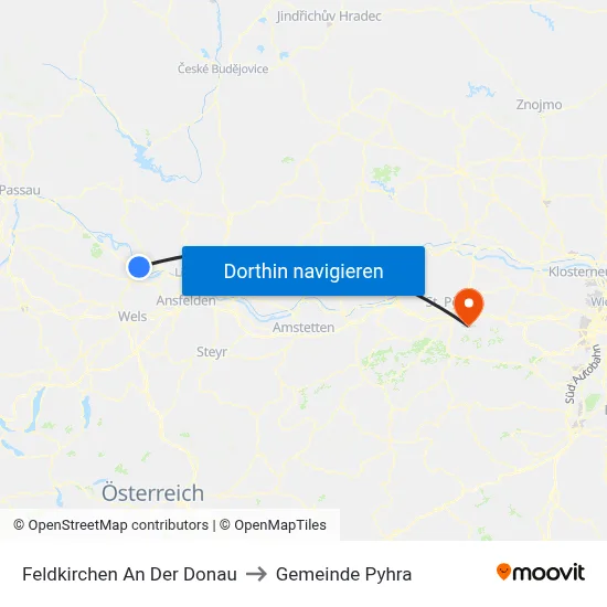 Feldkirchen An Der Donau to Gemeinde Pyhra map