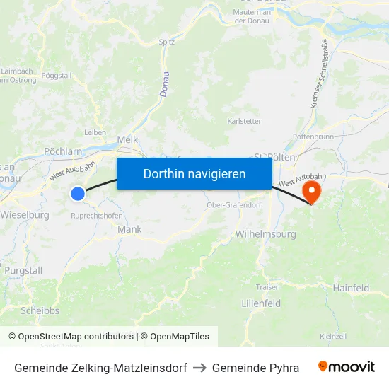 Gemeinde Zelking-Matzleinsdorf to Gemeinde Pyhra map