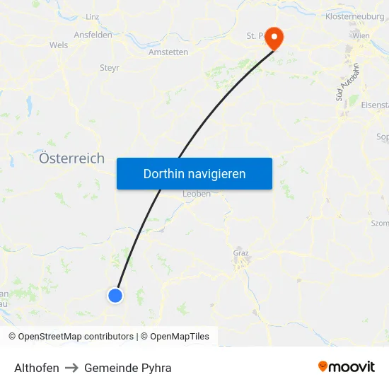 Althofen to Gemeinde Pyhra map