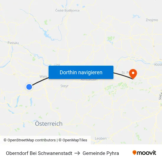 Oberndorf Bei Schwanenstadt to Gemeinde Pyhra map