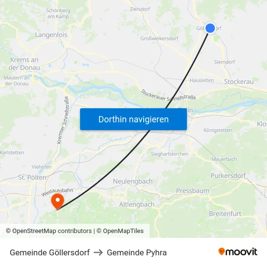 Gemeinde Göllersdorf to Gemeinde Pyhra map