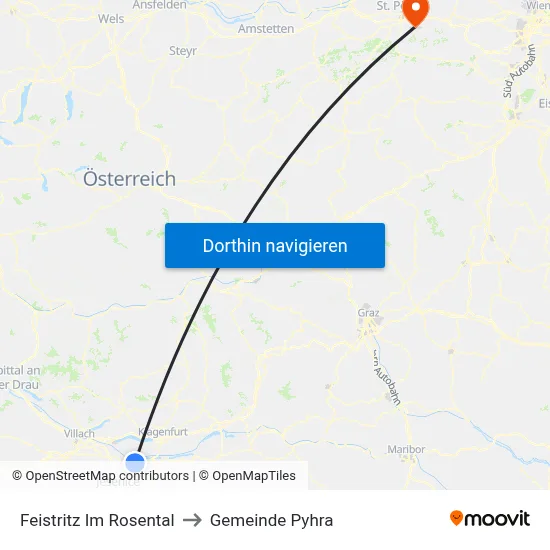 Feistritz Im Rosental to Gemeinde Pyhra map
