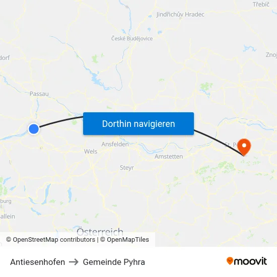 Antiesenhofen to Gemeinde Pyhra map