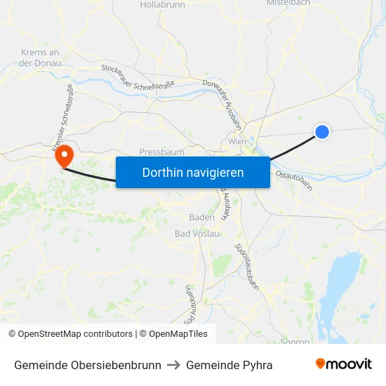 Gemeinde Obersiebenbrunn to Gemeinde Pyhra map