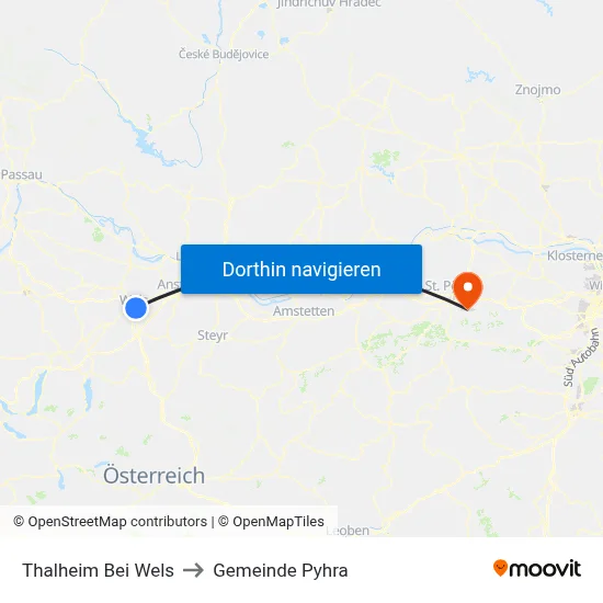 Thalheim Bei Wels to Gemeinde Pyhra map