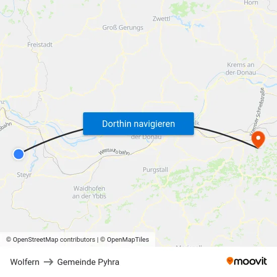 Wolfern to Gemeinde Pyhra map