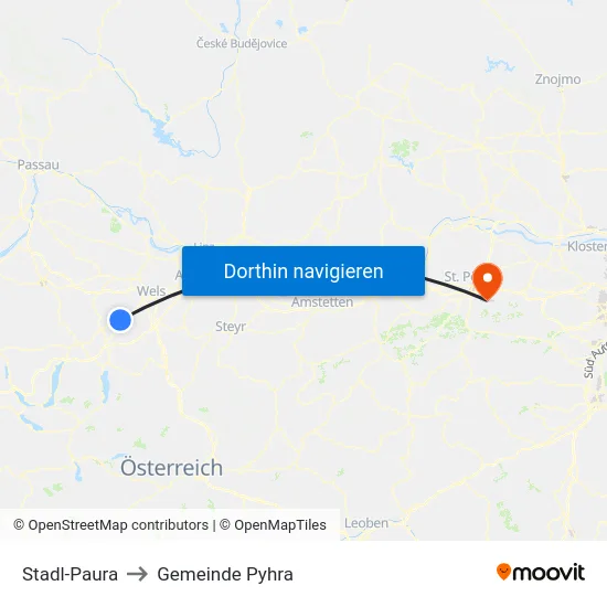 Stadl-Paura to Gemeinde Pyhra map