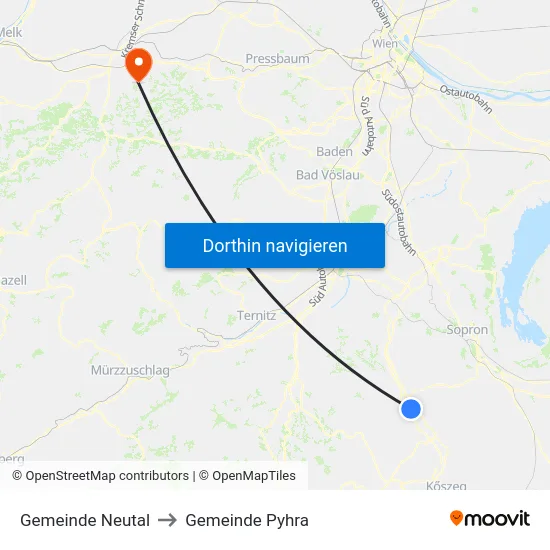 Gemeinde Neutal to Gemeinde Pyhra map