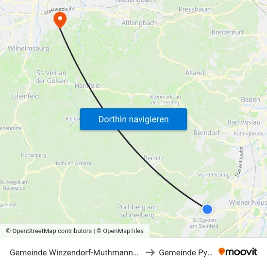 Gemeinde Winzendorf-Muthmannsdorf to Gemeinde Pyhra map
