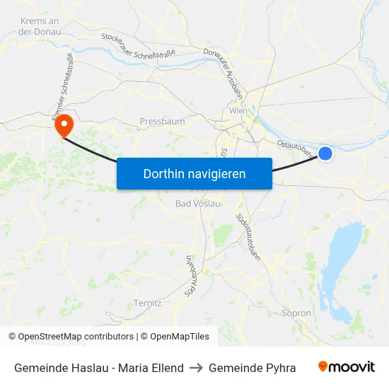 Gemeinde Haslau - Maria Ellend to Gemeinde Pyhra map