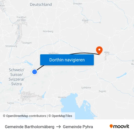 Gemeinde Bartholomäberg to Gemeinde Pyhra map