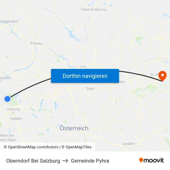Oberndorf Bei Salzburg to Gemeinde Pyhra map