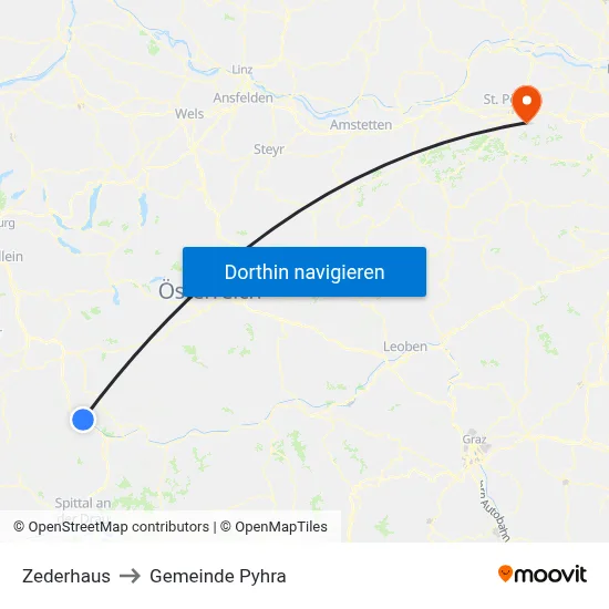 Zederhaus to Gemeinde Pyhra map