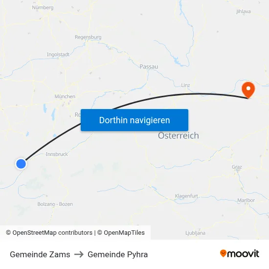 Gemeinde Zams to Gemeinde Pyhra map