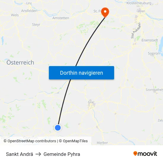 Sankt Andrä to Gemeinde Pyhra map