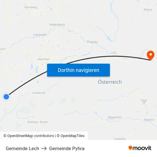 Gemeinde Lech to Gemeinde Pyhra map