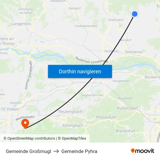 Gemeinde Großmugl to Gemeinde Pyhra map