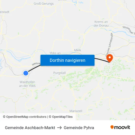 Gemeinde Aschbach-Markt to Gemeinde Pyhra map