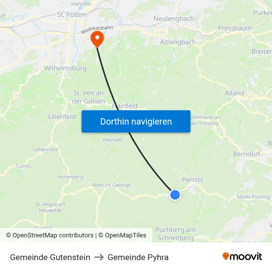 Gemeinde Gutenstein to Gemeinde Pyhra map