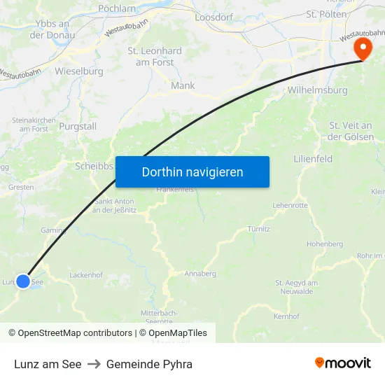 Lunz am See to Gemeinde Pyhra map