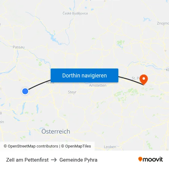 Zell am Pettenfirst to Gemeinde Pyhra map