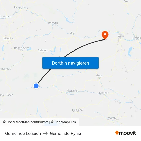 Gemeinde Leisach to Gemeinde Pyhra map