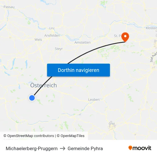 Michaelerberg-Pruggern to Gemeinde Pyhra map