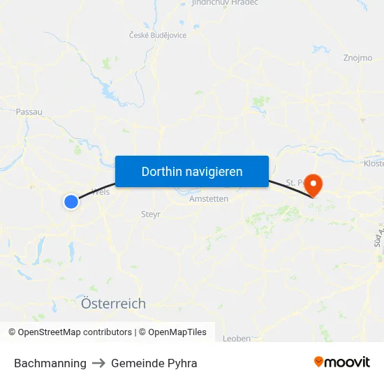 Bachmanning to Gemeinde Pyhra map