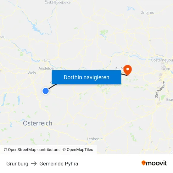 Grünburg to Gemeinde Pyhra map