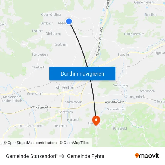 Gemeinde Statzendorf to Gemeinde Pyhra map