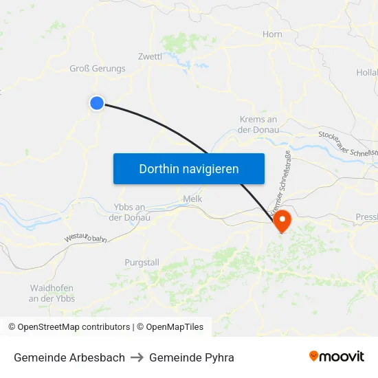 Gemeinde Arbesbach to Gemeinde Pyhra map