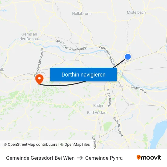 Gemeinde Gerasdorf Bei Wien to Gemeinde Pyhra map
