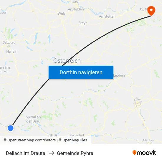 Dellach Im Drautal to Gemeinde Pyhra map