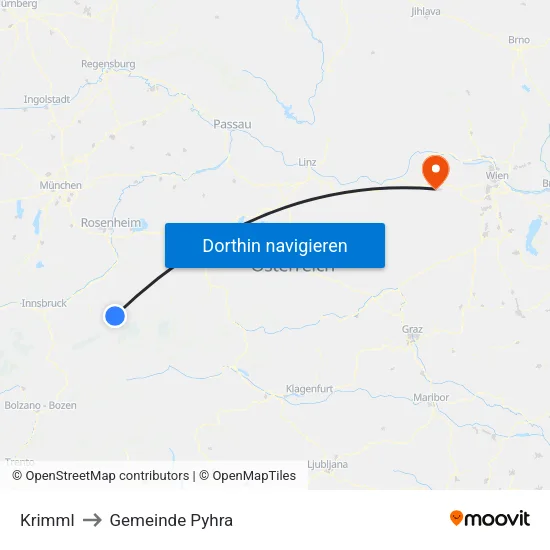 Krimml to Gemeinde Pyhra map