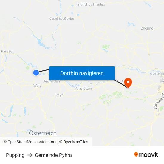 Pupping to Gemeinde Pyhra map