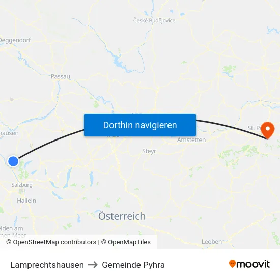 Lamprechtshausen to Gemeinde Pyhra map