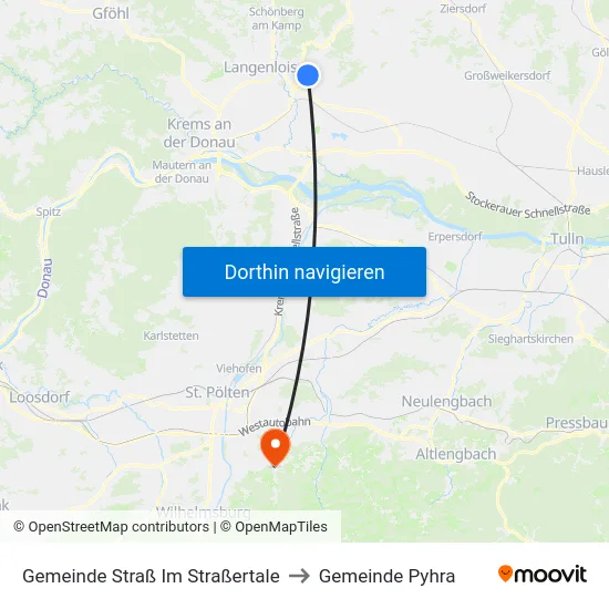 Gemeinde Straß Im Straßertale to Gemeinde Pyhra map