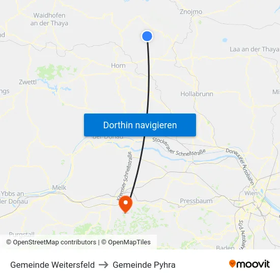 Gemeinde Weitersfeld to Gemeinde Pyhra map