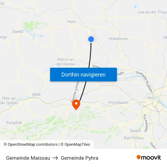 Gemeinde Maissau to Gemeinde Pyhra map